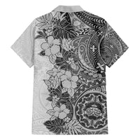Polynesia Family Matching Long Sleeve Bodycon Dress and Hawaiian Shirt Hibiscus and Hawaiian Tribal Tattoo Retro Style Gray Color LT9 - Polynesian Pride