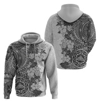 Polynesia Hoodie Hibiscus and Hawaiian Tribal Tattoo Retro Style Gray Color LT9 - Polynesian Pride
