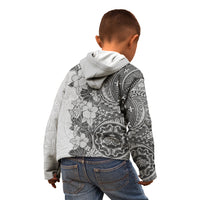 Polynesia Kid Hoodie Hibiscus and Hawaiian Tribal Tattoo Retro Style Gray Color LT9 - Polynesian Pride