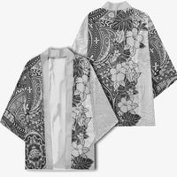 Polynesia Kimono Hibiscus Hawaiian Tribal Tattoo Retro Gray - Polynesian Pride