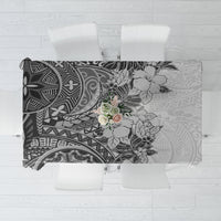 Polynesia Tablecloth Hibiscus and Hawaiian Tribal Tattoo Retro Style Gray Color LT9 Gray - Polynesian Pride