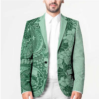 Polynesia Blazer Hibiscus Hawaiian Tribal Tattoo Retro Green - Polynesian Pride