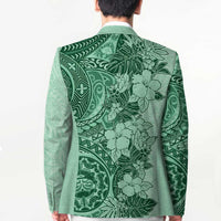 Polynesia Blazer Hibiscus Hawaiian Tribal Tattoo Retro Green - Polynesian Pride