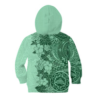 Polynesia Kid Hoodie Hibiscus and Hawaiian Tribal Tattoo Retro Style Green Color LT9 - Polynesian Pride