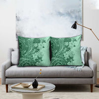 Polynesia Pillow Cover Hibiscus Hawaiian Tribal Tattoo Retro Green - Polynesian Pride