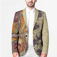 Polynesia Blazer Hibiscus Hawaiian Tribal Tattoo Retro Tan - Polynesian Pride