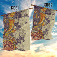 Polynesia Garden Flag Hibiscus and Hawaiian Tribal Tattoo Retro Style Tan Color LT9 - Polynesian Pride