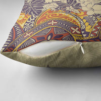 Polynesia Pillow Cover Hibiscus Hawaiian Tribal Tattoo Retro Tan - Polynesian Pride