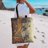Polynesia Tote Bag Hibiscus Hawaiian Tribal Tattoo Retro Tan - Polynesian Pride