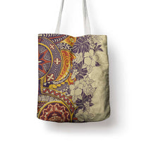 Polynesia Tote Bag Hibiscus Hawaiian Tribal Tattoo Retro Tan - Polynesian Pride