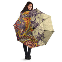 Polynesia Umbrella Hibiscus Hawaiian Tribal Tattoo Retro Tan - Polynesian Pride