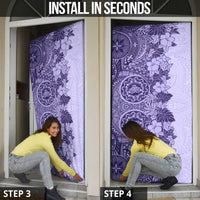 Polynesia Door Cover Hibiscus Hawaiian Tribal Tattoo Retro Violet - Polynesian Pride