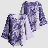 Polynesia Kimono Sleeve Blouse Hibiscus Hawaiian Tribal Tattoo Retro Violet - Polynesian Pride