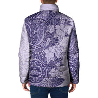 Polynesia Padded Jacket Hibiscus Hawaiian Tribal Tattoo Retro Violet - Polynesian Pride