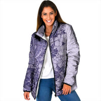 Polynesia Padded Jacket Hibiscus Hawaiian Tribal Tattoo Retro Violet - Polynesian Pride