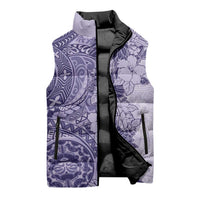 Polynesia Sleeveless Puffer Jacket Hibiscus Hawaiian Tribal Tattoo Retro Violet - Polynesian Pride