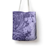 Polynesia Tote Bag Hibiscus Hawaiian Tribal Tattoo Retro Violet - Polynesian Pride