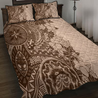 Polynesia Quilt Bed Set Hibiscus and Hawaiian Tribal Tattoo Retro Style Pink Pastel LT9 - Polynesian Pride