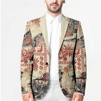 Hawaii Beige Version Blazer Aloha Tribal Pattern - Polynesian Pride