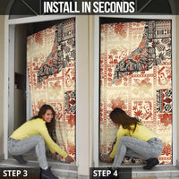 Hawaii Beige Version Door Cover Aloha Tribal Pattern - Polynesian Pride