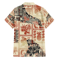 Hawaii Family Matching Summer Maxi Dress and Hawaiian Shirt Aloha Tribal Pattern Beige Version LT9 - Polynesian Pride