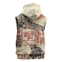 Hawaii Beige Version Sleeveless Zip Hoodie Aloha Tribal Pattern - Polynesian Pride