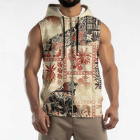 Hawaii Beige Version Sleeveless Zip Hoodie Aloha Tribal Pattern - Polynesian Pride