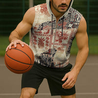 Hawaii Beige Version Sleeveless Zip Hoodie Aloha Tribal Pattern - Polynesian Pride