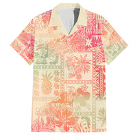 Hawaii Family Matching Puletasi Dress and Hawaiian Shirt Aloha Tribal Pattern Sweat Pink Ombre LT9 Dad's Shirt - Short Sleeve Pink - Polynesian Pride