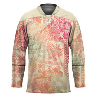 Hawaii Sweat Pink Ombre Hockey Jersey Aloha Tribal Pattern - Polynesian Pride