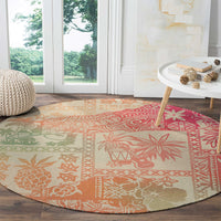 Hawaii Round Carpet Aloha Tribal Pattern Sweat Pink Ombre LT9 - Polynesian Pride