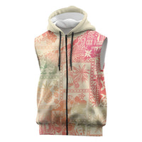 Hawaii Sweat Pink Ombre Sleeveless Zip Hoodie Aloha Tribal Pattern - Polynesian Pride