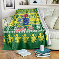 Personalised Cook Islands Christmas Blanket Santa Beach Meri Kiritimiti LT9 - Polynesian Pride