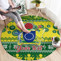 Personalised Cook Islands Christmas Round Carpet Santa Beach Meri Kiritimiti LT9 - Polynesian Pride
