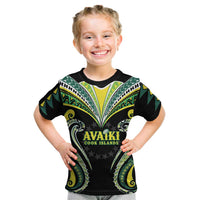 Custom Rugby Cook Islands Avaiki Kid T Shirt Black Kuki Airani Tribal Maori Inspired LT9 Black - Polynesian Pride
