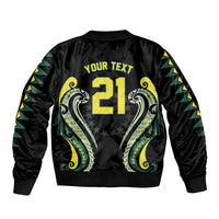 Custom Rugby Cook Islands Avaiki Sleeve Zip Bomber Jacket Black Kuki Airani Tribal Maori Inspired LT9 - Polynesian Pride