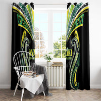 Rugby Cook Islands Avaiki Window Curtain Black Kuki Airani Tribal Maori Inspired LT9 - Polynesian Pride