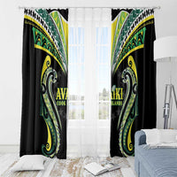 Rugby Cook Islands Avaiki Window Curtain Black Kuki Airani Tribal Maori Inspired LT9 - Polynesian Pride