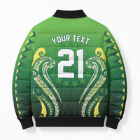 Custom Rugby Cook Islands Avaiki Bomber Puffer Jacket Green Kuki Airani Tribal Maori Inspired LT9 - Polynesian Pride
