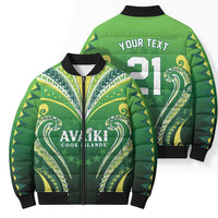 Custom Rugby Cook Islands Avaiki Bomber Puffer Jacket Green Kuki Airani Tribal Maori Inspired LT9 - Polynesian Pride