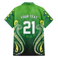 Custom Rugby Cook Islands Avaiki Family Matching Off The Shoulder Long Sleeve Dress and Hawaiian Shirt Green Kuki Airani Tribal Maori Inspired LT9 - Polynesian Pride