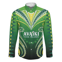 Custom Rugby Cook Islands Avaiki Family Matching Summer Maxi Dress and Hawaiian Shirt Green Kuki Airani Tribal Maori Inspired LT9 Dad's Shirt - Long Sleeve Green - Polynesian Pride