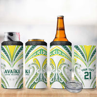 Custom Rugby Cook Islands Avaiki 4 in 1 Can Cooler Tumbler White Kuki Airani Tribal Maori Inspired LT9 - Polynesian Pride
