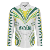 Custom Rugby Cook Islands Avaiki Family Matching Long Sleeve Bodycon Dress and Hawaiian Shirt White Kuki Airani Tribal Maori Inspired LT9 Dad's Shirt - Long Sleeve White - Polynesian Pride