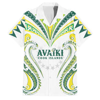 Custom Rugby Cook Islands Avaiki Family Matching Summer Maxi Dress and Hawaiian Shirt White Kuki Airani Tribal Maori Inspired LT9 Dad's Shirt - Short Sleeve White - Polynesian Pride