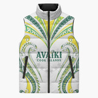 Custom Rugby Cook Islands Avaiki Sleeveless Puffer Jacket White Kuki Airani Tribal Maori Inspired LT9 Unisex White - Polynesian Pride