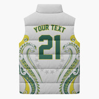 Custom Rugby Cook Islands Avaiki Sleeveless Puffer Jacket White Kuki Airani Tribal Maori Inspired LT9 - Polynesian Pride