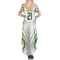 Custom Rugby Cook Islands Avaiki Summer Maxi Dress White Kuki Airani Tribal Maori Inspired - Polynesian Pride