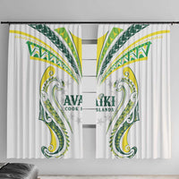 Rugby Cook Islands Avaiki Window Curtain White Kuki Airani Tribal Maori Inspired LT9 With Hooks White - Polynesian Pride