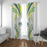 Rugby Cook Islands Avaiki Window Curtain White Kuki Airani Tribal Maori Inspired LT9 With Grommets White - Polynesian Pride